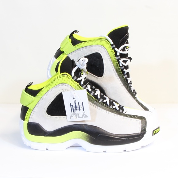 Fila Grant Hill 2 White/Black/Lime Men's Athletic Basketball Shoes NWT